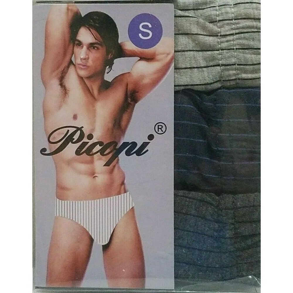 Picopi Men's Low-Rise Briefs 3 Pack Multi Color Stripe 100% Cotton Small New